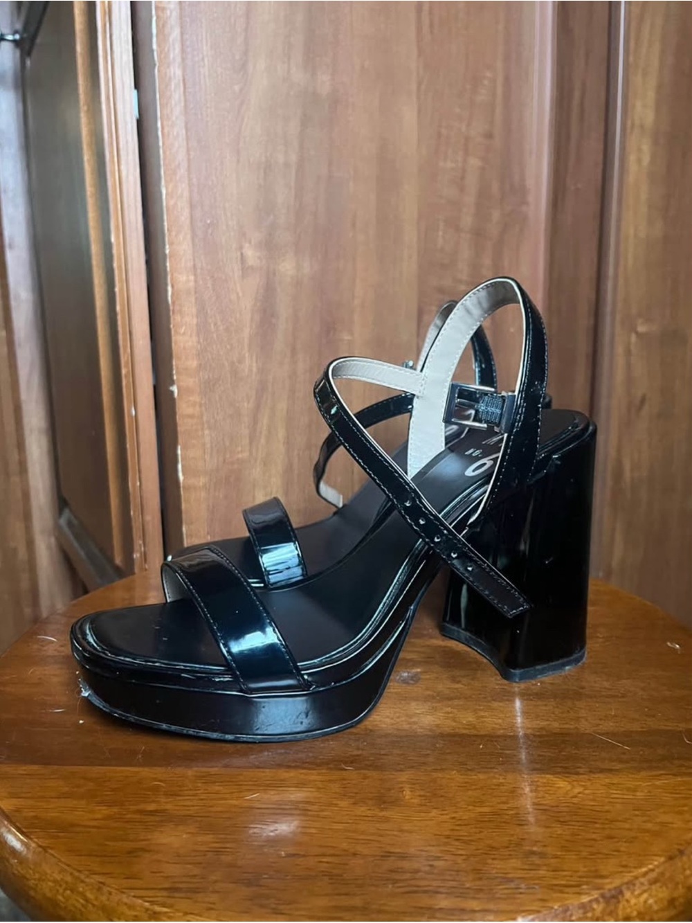 Black Mix No. 6 Platform Block Heel Sandals
